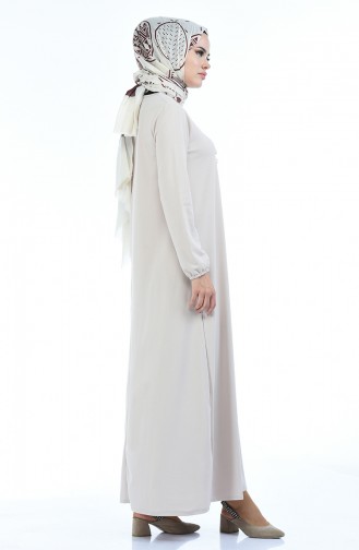Beige Hijab Dress 5256-07