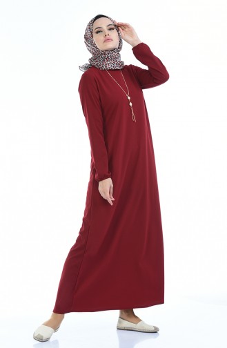 Claret Red Hijab Dress 5256-08