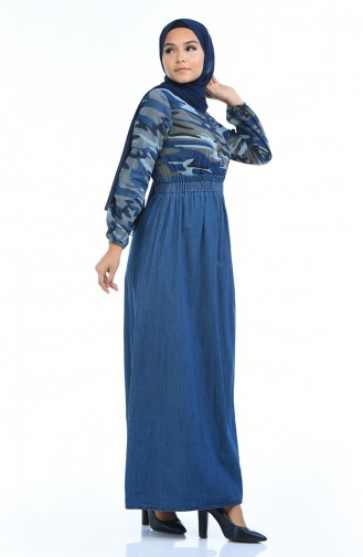 Navy Blue Hijab Dress 4076B-01