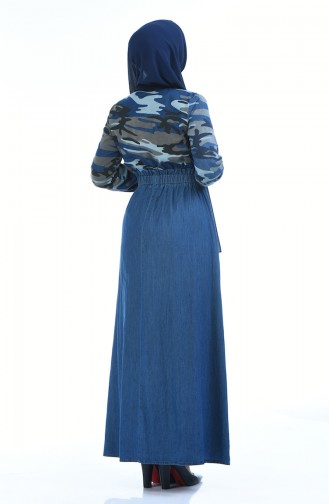 Navy Blue Hijab Dress 4076B-01