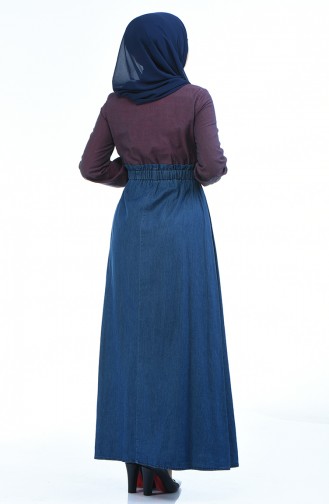 Navy Blue Hijab Dress 4076D-01