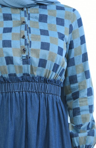 Jeans Kleid mit Gummi 4076F-08 Blau Dunkelblau 4076F-08