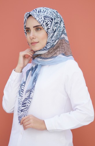 Patterned Woven Scarf Light Blue 2354-12