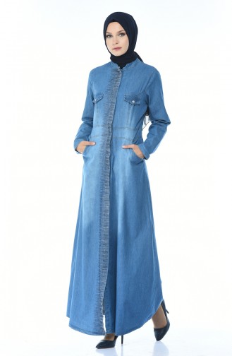 Abaya Jean Pierre Imprimée 4036-01 Bleu Jean 4036-01