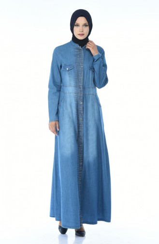 Abaya Jean Pierre Imprimée 4036-01 Bleu Jean 4036-01