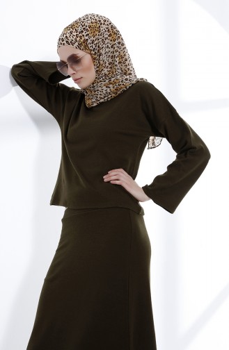 Ensemble Jupe Blouse Tricot 3101-04 Khaki 3101-04