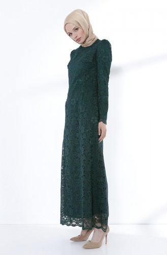 Emerald Green Hijab Evening Dress 9027-03