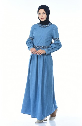 Navy Blue Hijab Dress 4062-01