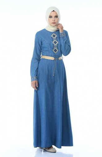 Denim Blue Hijab Dress 4075-01