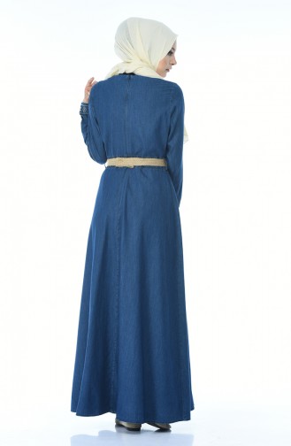 Navy Blue Hijab Dress 4075-02