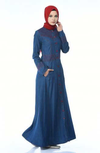 Navy Blue Hijab Dress 5184-01