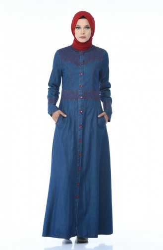 Navy Blue Hijab Dress 5184-01