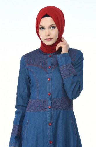 Navy Blue İslamitische Jurk 5184-01