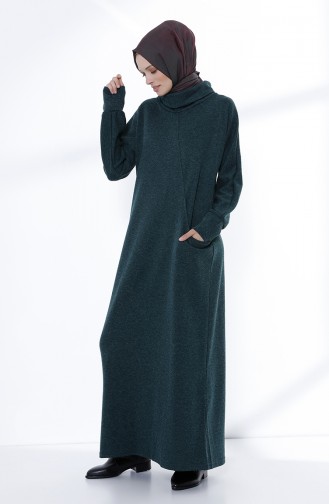 Smaragdgrün Hijab Kleider 3102-01