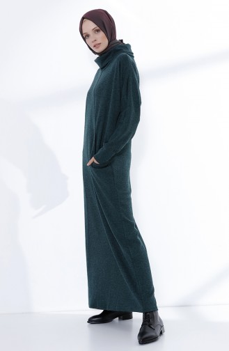 Smaragdgrün Hijab Kleider 3102-01