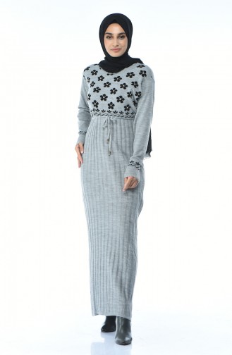 Gray Hijab Dress 8016-01