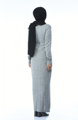 Gray Hijab Dress 8016-01