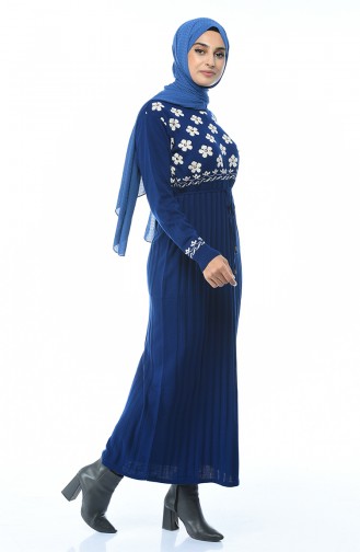 Saks-Blau Hijab Kleider 8016-07