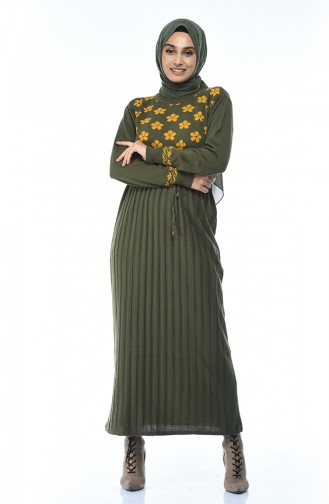 Khaki Hijab Dress 8016-08