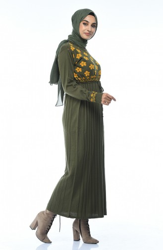 Khaki Hijab Dress 8016-08