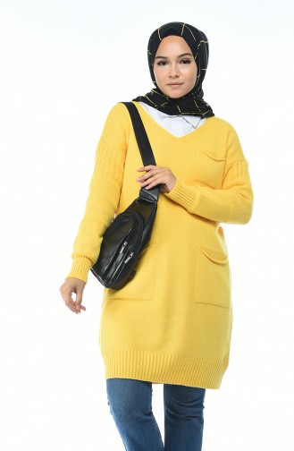 Triko Cepli Tunik 2517-04 Sarı