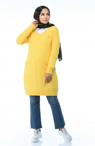 Triko Cepli Tunik 2517-04 Sarı