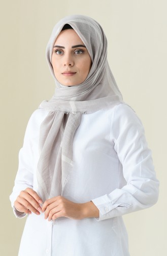 Çizgili Flamlı Cotton Eşarp 2159-23 Taş