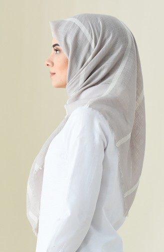 Çizgili Flamlı Cotton Eşarp 2159-23 Taş 2159-23