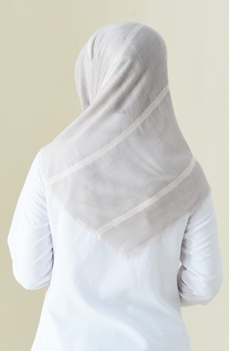 Çizgili Flamlı Cotton Eşarp 2159-23 Taş