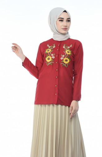 Claret red Overhemdblouse 1013-04