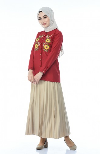 Claret red Overhemdblouse 1013-04