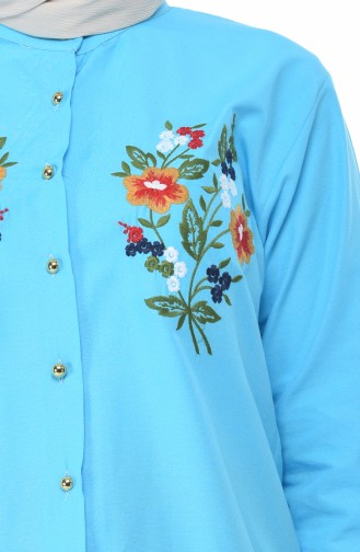 Turquoise Overhemdblouse 1014-01