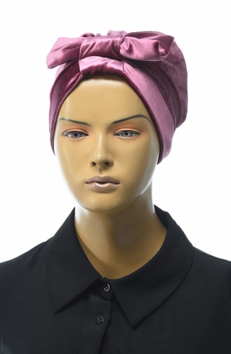 Bonnet Velours avec Noeud 0025-23 Rose Pâle 0025-23