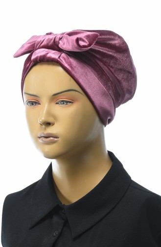 Bonnet Velours avec Noeud 0025-23 Rose Pâle 0025-23