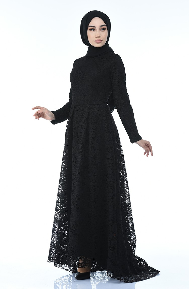 Black Hijab Evening Dress 503301 Sefamerve