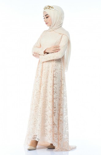 Beige Hijab-Abendkleider 5033-10