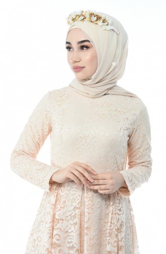 Beige Hijab-Abendkleider 5033-10