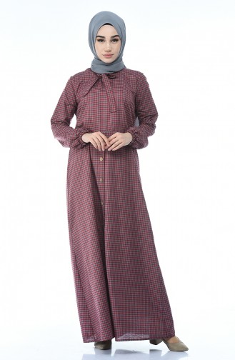 Claret Red Hijab Dress 1287-05
