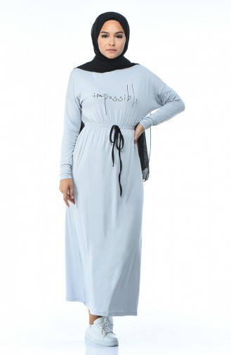 Bedrucktes Viskose Kleid 0015-03 Grau 0015-03