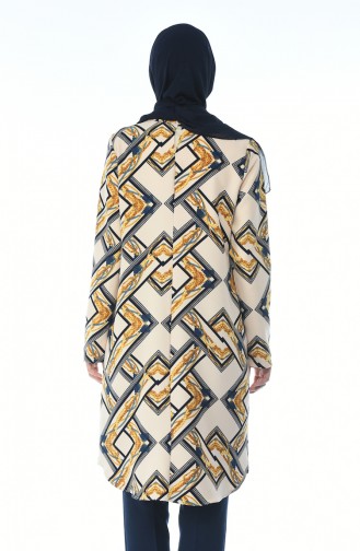 Tunique a Motifs 1081-01 Beige Bleu Marine 1081-01