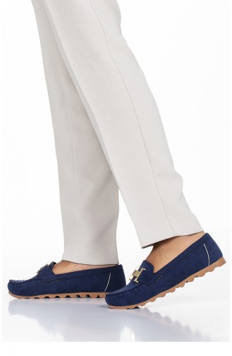 Navy Blue Woman Flat Shoe 2031-06