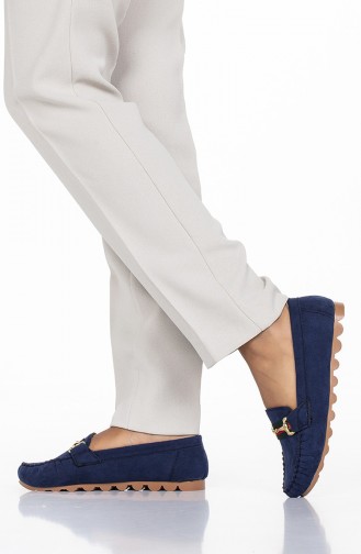 Navy Blue Woman Flat Shoe 2032-02