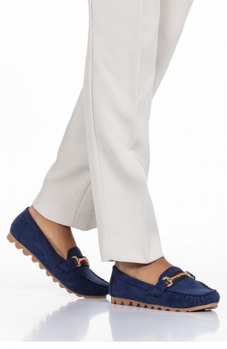 Navy Blue Woman Flat Shoe 2032-02
