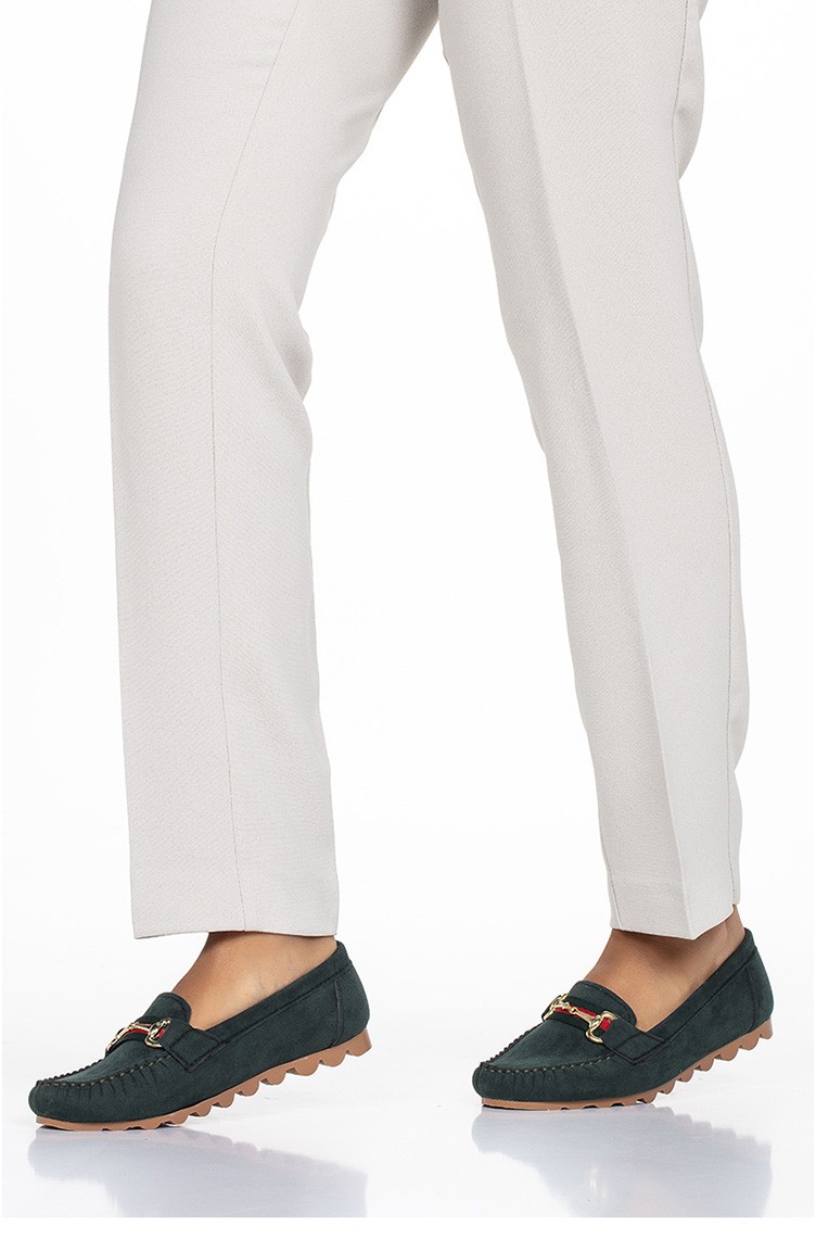 green women's flats