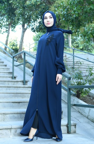 Navy Blue Abaya 8014-01