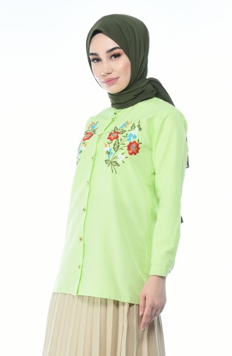 Pistachio Green Overhemdblouse 1014-03