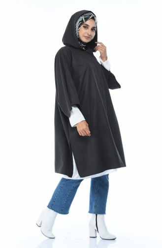 معطف ذو قبعة وأكمام خفاش دخاني اللون 5004-03