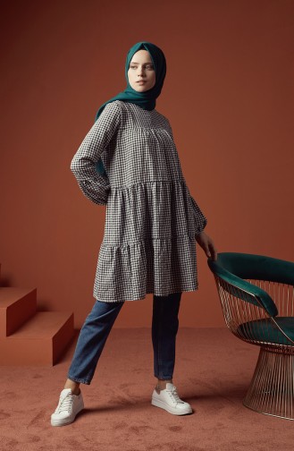 Geraffte Tunika 8007-01 Schwarz 8007-01
