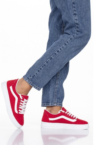 Bayan Sneakers Ayakkabı 2502 Kırmızı Beyaz