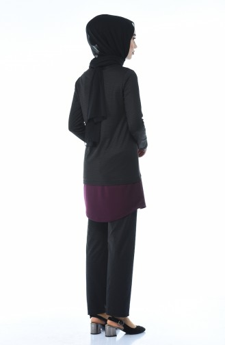 Ensemble Deux Pieces Tunique Pantalon 9090-01 Plum 9090-01